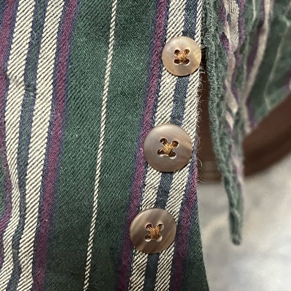 2 for $25 Vintage classic striped green button down Eddie bauer shirt - Picture 5 of 5